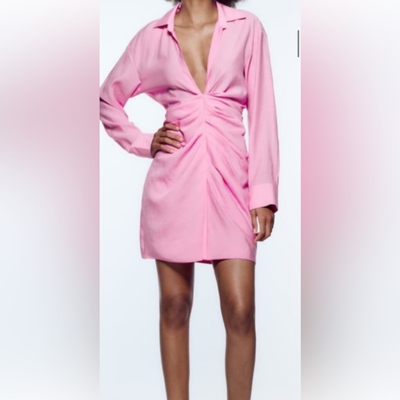 Zara Dresses & Skirts - Zara pink shirt dress size small